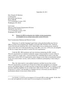 Microsoft Word - Letter to the IRS from Democracy 21 and Campaign Legal Center[removed]