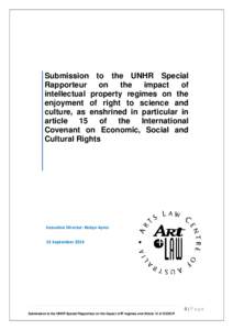 Submission to the UNHR Special Rapporteur on the impact of