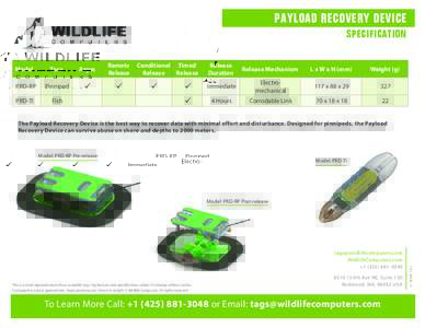 PAYLOAD RECOVERY DEVICE SPECIFICATION Model Taxa