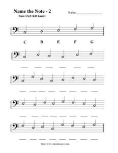 Name the Note - 2  Name_________________ Bass Clef (left hand)