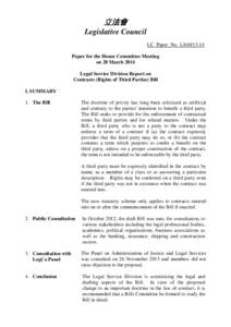 立法會 Legislative Council LC Paper No. LS40[removed]Paper for the House Committee Meeting on 28 March 2014 Legal Service Division Report on