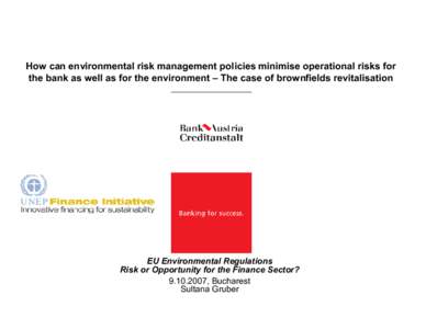 How can environmental risk management policies minimise operational risks for the bank as well as for the environment – The case of brownfields revitalisation EU Environmental Regulations Risk or Opportunity for the Fi