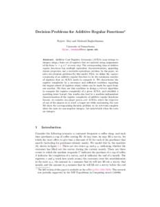 Decision Problems for Additive Regular Functions
