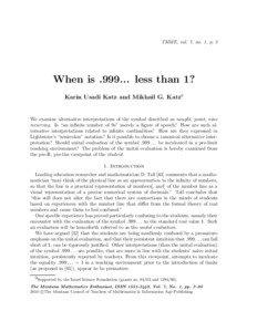 TMME, vol. 7, no. 1, p. 3  When is[removed]less than 1?