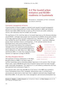 ETFRN News 53: April[removed]The GuateCarbon initiative and REDD+ readiness in Guatemala Benjamin D. Hodgdon, Jeffrey Hayward