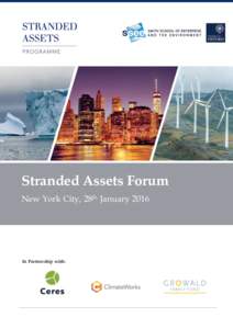 Stranded Assets Forum New York City, 28th January 2016 In Partnership with:  Stranded Assets Forum NYC