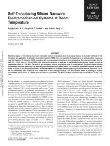 NANO LETTERS Self-Transducing Silicon Nanowire Electromechanical Systems at Room Temperature