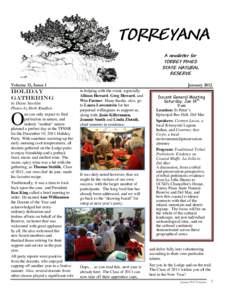 TORREYANA A newsletter for TORREY PINES STATE NATURAL RESERVE Volume 13, Issue 1
