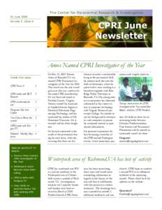 The Center for Paranormal Research & Investigation 01 June 2005 Volume 2, Issue 6 CPRI June Newsletter