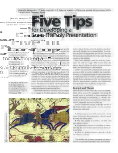 Originally appeared in TR News, copyright U.S. National Academy of Sciences, posted with permission of the Transportation Research Board. Five Tips  for Developing a