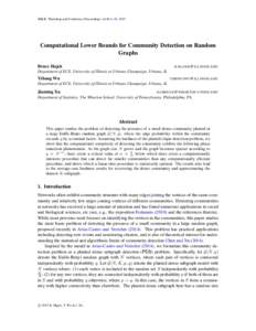 JMLR: Workshop and Conference Proceedings vol 40:1–30, 2015  Computational Lower Bounds for Community Detection on Random Graphs Bruce Hajek