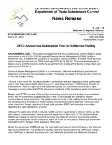 DTSC Announces Substantial Fine for Kettleman Facility
