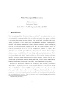 Meta-Ontological Minimalism Øystein Linnebo University of Bristol Draft of March 13, 2008; slightly edited June 26, [removed]
