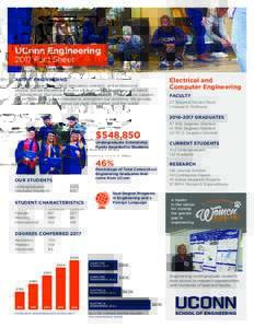 UConn Engineering 2017 Fact Sheet ABOUT ENGINEERING UConn Engineering excels in education, research, and professional service. We are the primary source of engineering leadership and talent in Connecticut. Our students, 