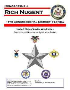Congressman  Rich Nugent 11th Congressional District, Florida United States Service Academies Congressional Nomination Application Packet