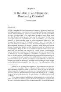 Chapter 1  Is the Ideal of a Deliberative Democracy Coherent? Cristina Lafont