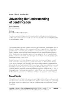 Guest Editors’ Introduction  Advancing Our Understanding of Gentrification Ingrid Gould Ellen New York University