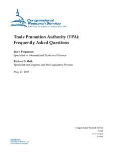 Trade Promotion Authority (TPA): Frequently Asked Questions