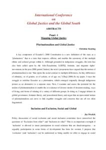 International Conference on Global Justice and the Global South ABSTRACTS Panel: 1 Mapping Global Justice