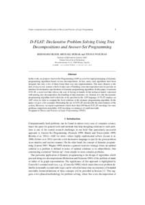 Under consideration for publication in Theory and Practice of Logic Programming  1 D-FLAT: Declarative Problem Solving Using Tree Decompositions and Answer-Set Programming