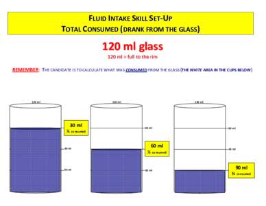 FLUID INTAKE SKILL SET-UP TOTAL CONSUMED (DRANK FROM THE GLASS) 120 ml glassm mll == ffuullll ttoo tthhee rriim