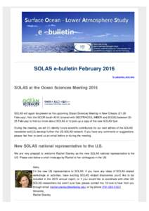 SOLAS e-bulletin Issue February 2016