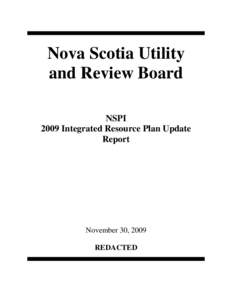 Nova Scotia Utility and Review Board NSPI 2009 Integrated Resource Plan Update Report