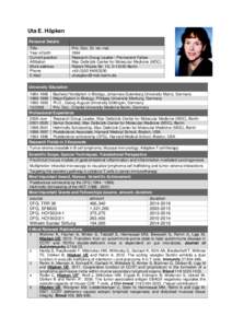 Uta E. Höpken Personal Details Title Year of birth Current position Affiliation