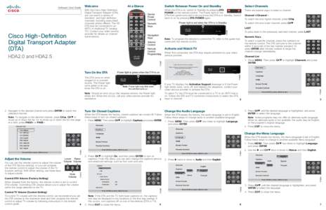 Cisco High-Definition Digital Transport Adapter (DTA) HDA2.0 and HDA2.5 Software User Guide