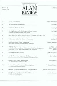 ALAN v29n1 - Table of Contents