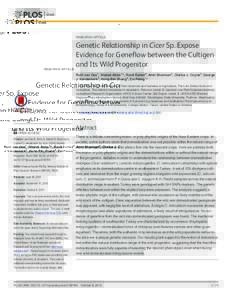 Genetic Relationship in Cicer Sp. Expose Evidence for Geneflow between the Cultigen and Its Wild Progenitor