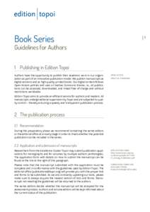 Book Series  1 Guidelines for Authors 1	 Publishing in Edition Topoi