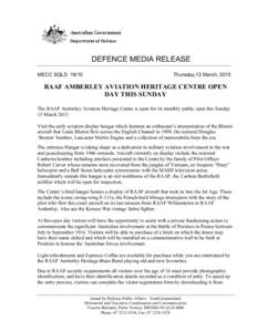   	
   DEFENCE MEDIA RELEASE MECC SQLD 16/15