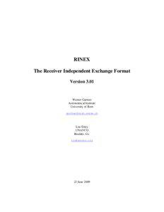RINEX The Receiver Independent Exchange Format Version 3.01