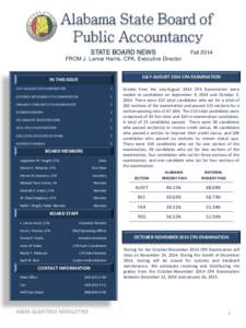 Alabama State Board of Public Accountancy STATE BOARD NEWS Fall 2014