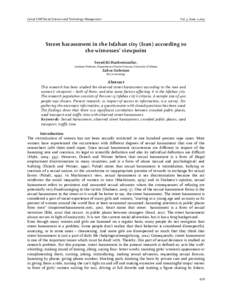 Jurnal UMP Social Sciences and Technology Management  Vol. 3, Issue. 2,2015 Street harassment in the Isfahan city (Iran) according to the witnesses’ viewpoint
