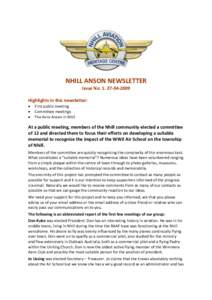 NHILL ANSON NEWSLETTER Issue No[removed]‐04‐2009 Highlights in this newsletter: • • •