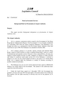 立法會 Legislative Council LC Paper No. CB[removed]Ref : CB1/PL/ES Panel on Economic Services Background Brief on Privatization of Airport Authority