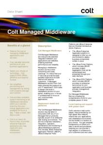 Colt Managed Middleware Platform and JBoss Enterprise Service Oriented Architecture (SOA) Platform:  Benefits at a glance