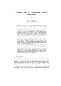 Syntactic Proofs of Compositional Compiler Correctness Adam Chlipala