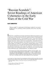 "Russian Scandals": Soviet Readings of American Cybernetics in the Early Years of the Cold War