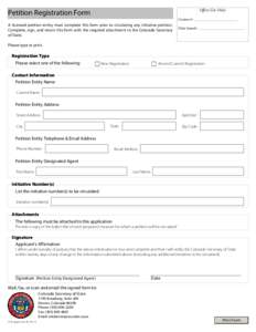 Office Use Only:  Petition Registration Form License #: _______________________