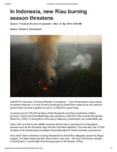 [removed]In Indonesia, new Riau burning season threatens In Indonesia, new Riau burning season threatens