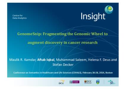 GenomeSnip: Fragmenting the Genomic Wheel to  augment discovery in cancer research  Maulik R. Kamdar, A