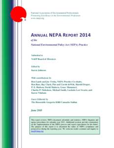 NAEP 2014 NEPA Annual Report