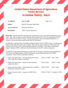 United States Department of Agriculture Forest Service Aviation Safety Alert No[removed]