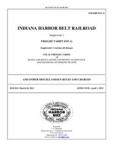 INCLUSIVE OF ALL INCREASES  STB IHB 9347–G INDIANA HARBOR BELT RAILROAD Supplement 1