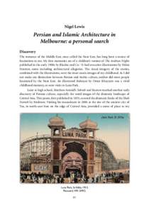 Persian and Islamic Architecture in Melbourne: a personal search