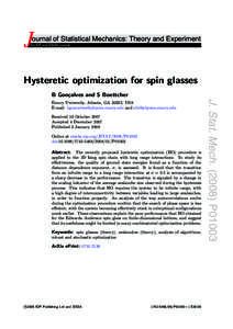Hysteretic optimization for spin glasses