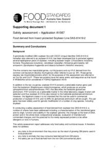 Supporting document 1 Safety assessment – Application A1087 Food derived from Insect-protected Soybean Line DASSummary and Conclusions Background A genetically modified (GM) soybean line with OECD Unique Ident